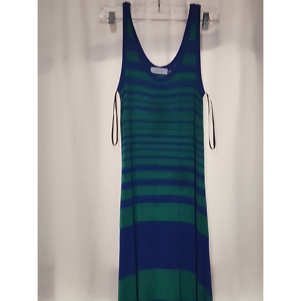 Calvin Klein Blue Stripe Sleeveless Long Maxi Dress Sz 2